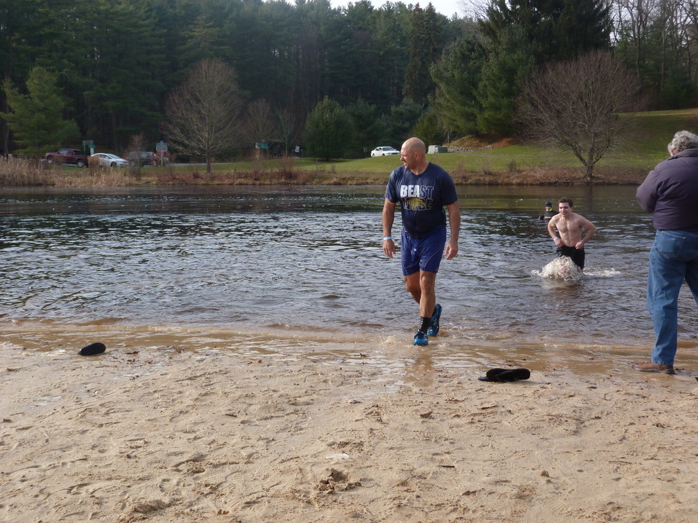 Principal Skip Pighetti participates in Polar Bear Plunge