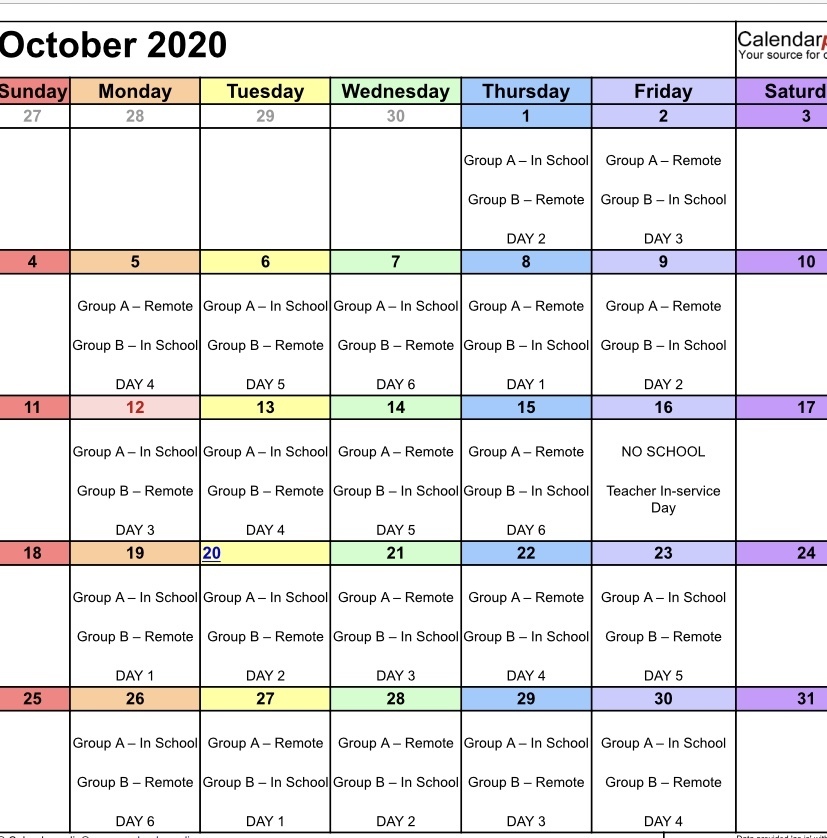 Option 2 schedule for students. | BALD EAGLE AREA SCHOOL DISTRICT